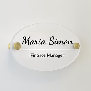 Rounded Office Door Sign – Personalized Name Plate Custom Door Sign Professional Name Plate for Workplace or Home Office