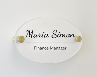 Rounded Office Door Sign – Personalized Name Plate Custom Door Sign Professional Name Plate for Workplace or Home Office