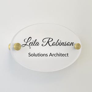 Elegant Rounded Door Name Plate - Office Sign Personalized Business Decor Professional Sign Custom Door Sign for Workspaces and Offices