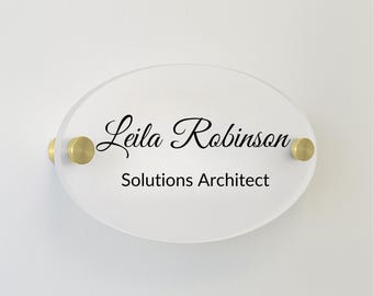 Elegant Rounded Door Name Plate - Office Sign Personalized Business Decor Professional Sign Custom Door Sign for Workspaces and Offices