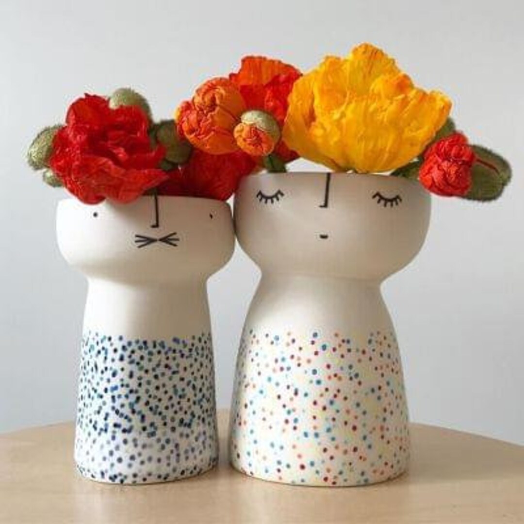 Lady Face Vase Planter Modern Gift Ceramic Vase New Face Etsy