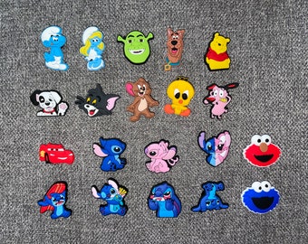 Childhood Cartoon themed charms for crocs - Nostalgic Cartoon Characters - The Power Puff Girls - Stitch and Angel - Cookie Monster - Tweety