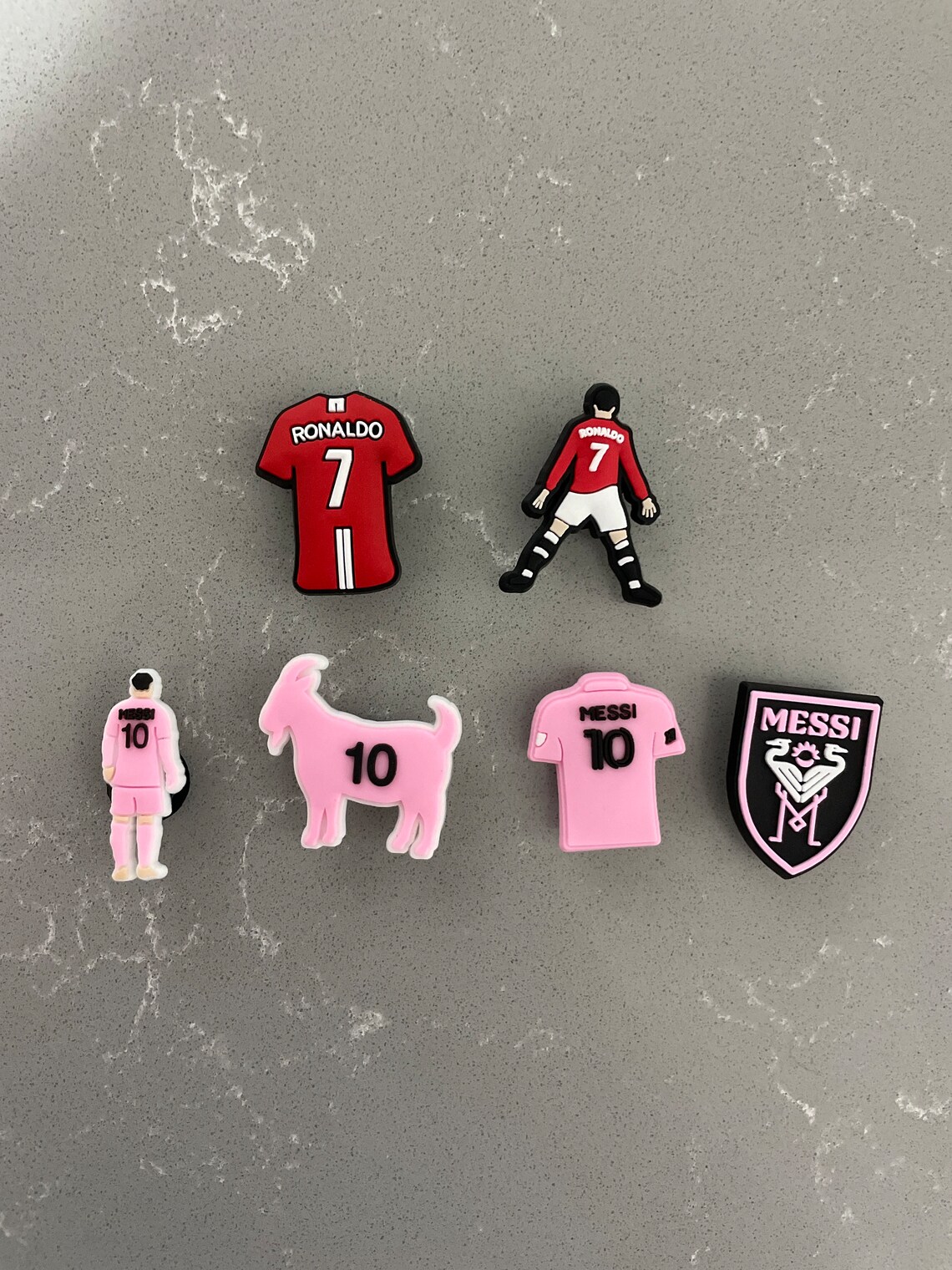 Messi and Ronaldo Jibbitz for Crocs Soccer Charms Football Theme Charms
