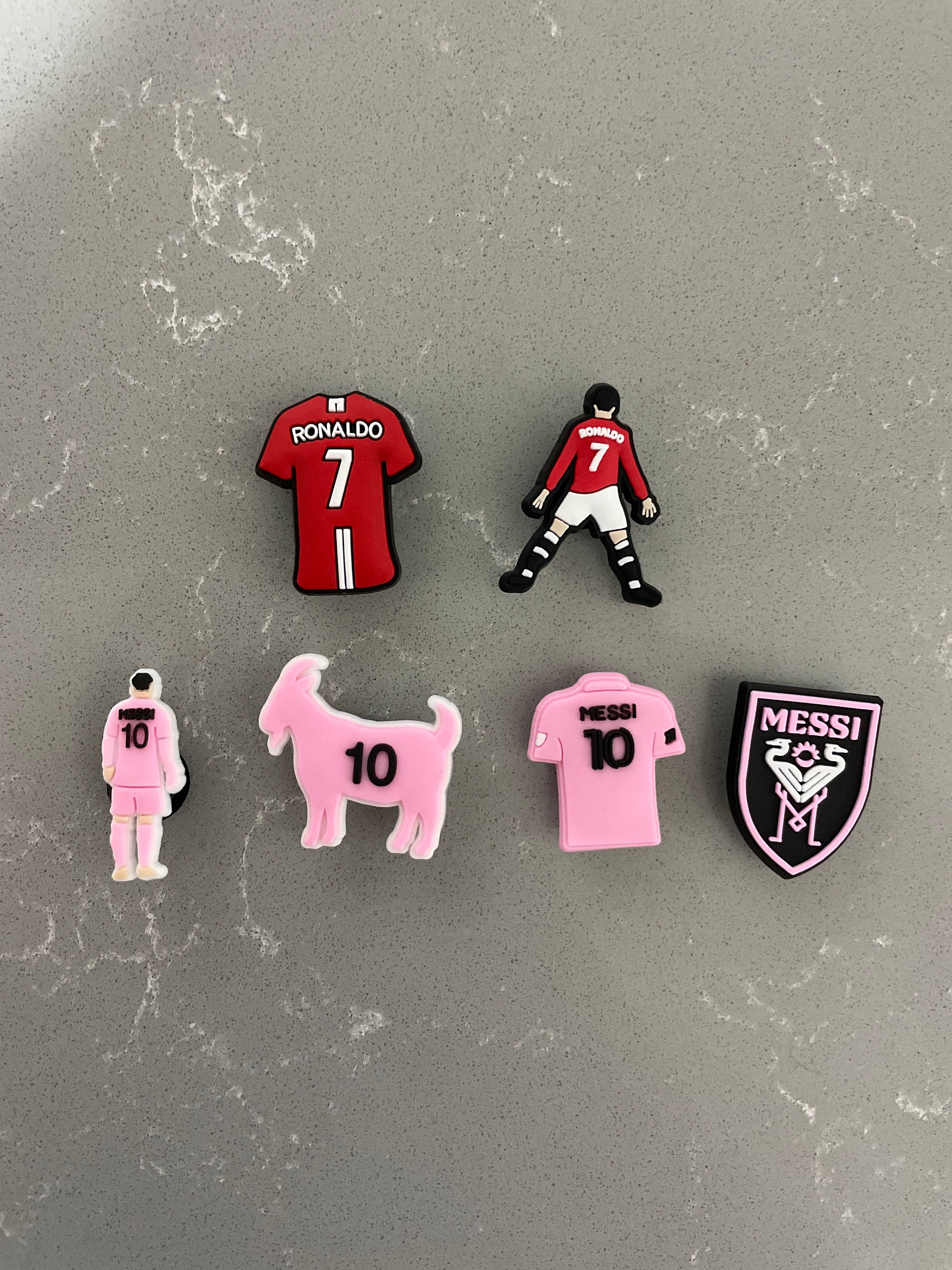 Messi and Ronaldo Jibbitz for Crocs Soccer Charms Football Theme Charms