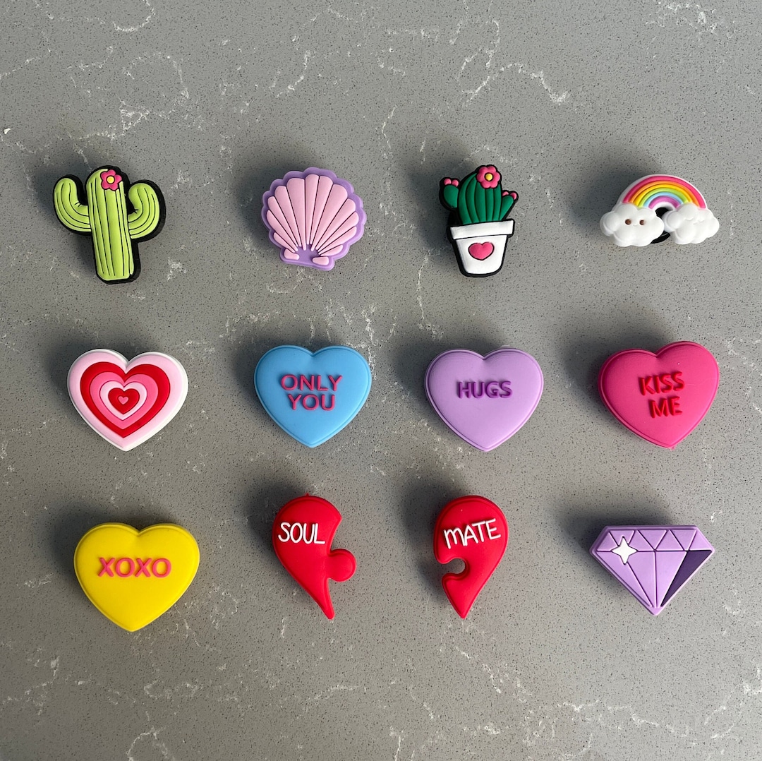 Valentine Jibbitz for Crocs Love Heart Charms XOXO Heart Candy Theme