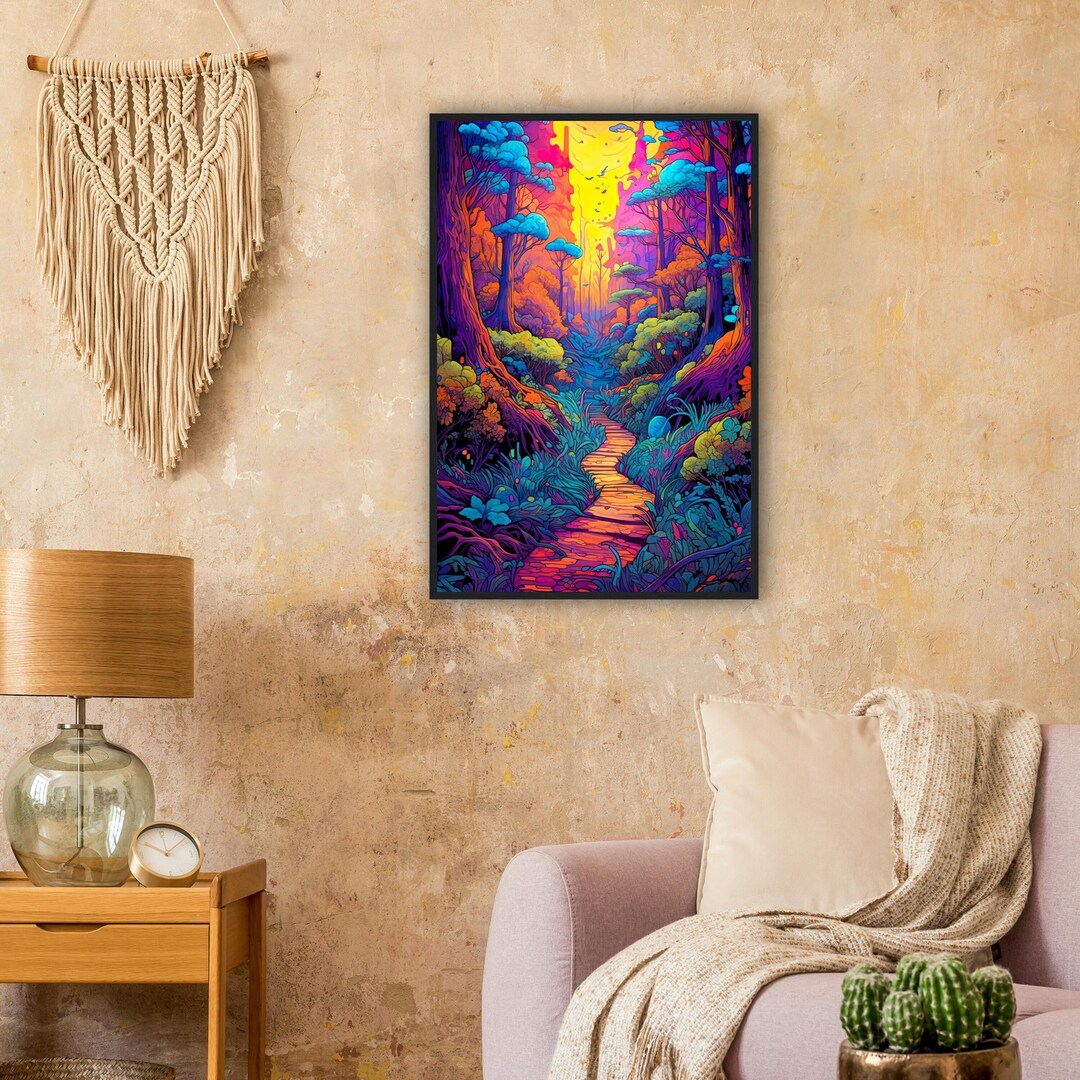 The Path trippy Wall Art, Psychedelic Art, Retro Surreal Art, Vintage