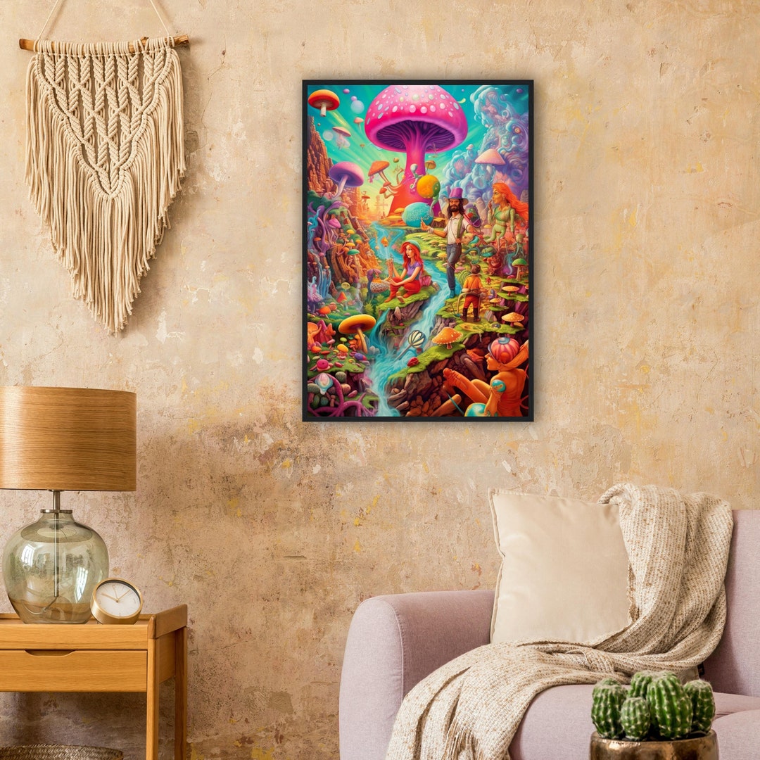 Waterfall trippy Wall Art, Psychedelic Art, Retro Surreal Art, Vintage ...