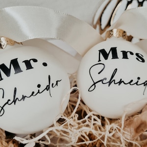 Christmas ball Mr&Mrs, personalized, Christmas tree ball, Christmas decorations glass ball, glass, 6 cm