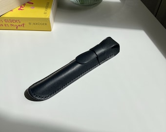 Black Leather Pen Case Single Pen Holder Pen Sleeve Leather Pen Pouch Gift for Teacher Personalized Fountain Pen case Luxury Pencil Cover