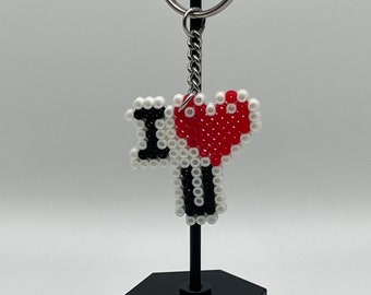 I Love You perler keychain