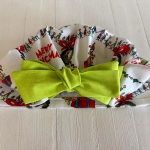 Grinch Scrub Cap: Euro Style Cotton Nurse Hat, Christmas Fashion Scrub Cap for Women White
