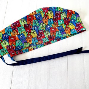 Colorful Cats Scrub Cap for Veterinarian or Vet Tech, Gift for Nurse
