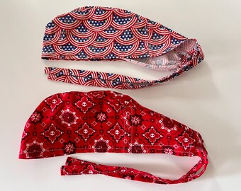 Patriotic Scrub Cap Set for Men, Multipack Scrub Hat Set, Gift for Nurse