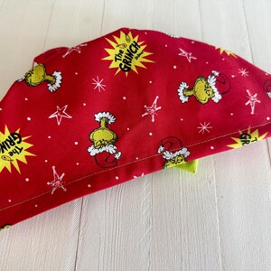 Grinch Scrub Cap: Euro Style Cotton Nurse Hat, Christmas Fashion Scrub Cap for Women Reed Grinch #2