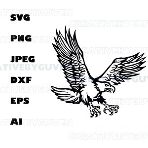 Adler SVG druckbares Design für T-Shirt & Becher - fliegender Vogel Waldtier schwarz weiß Aufkleber