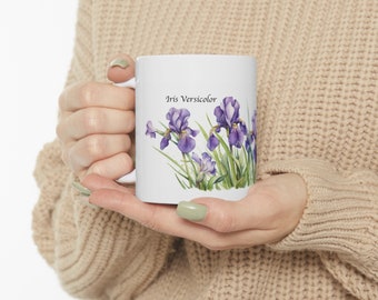 Blue Flag Iris Botanical Ceramic Mug 11oz