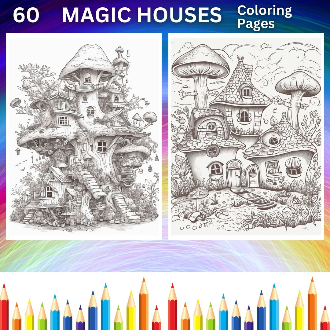 60 Magic House Coloring Pages Printable Coloring Book - Etsy