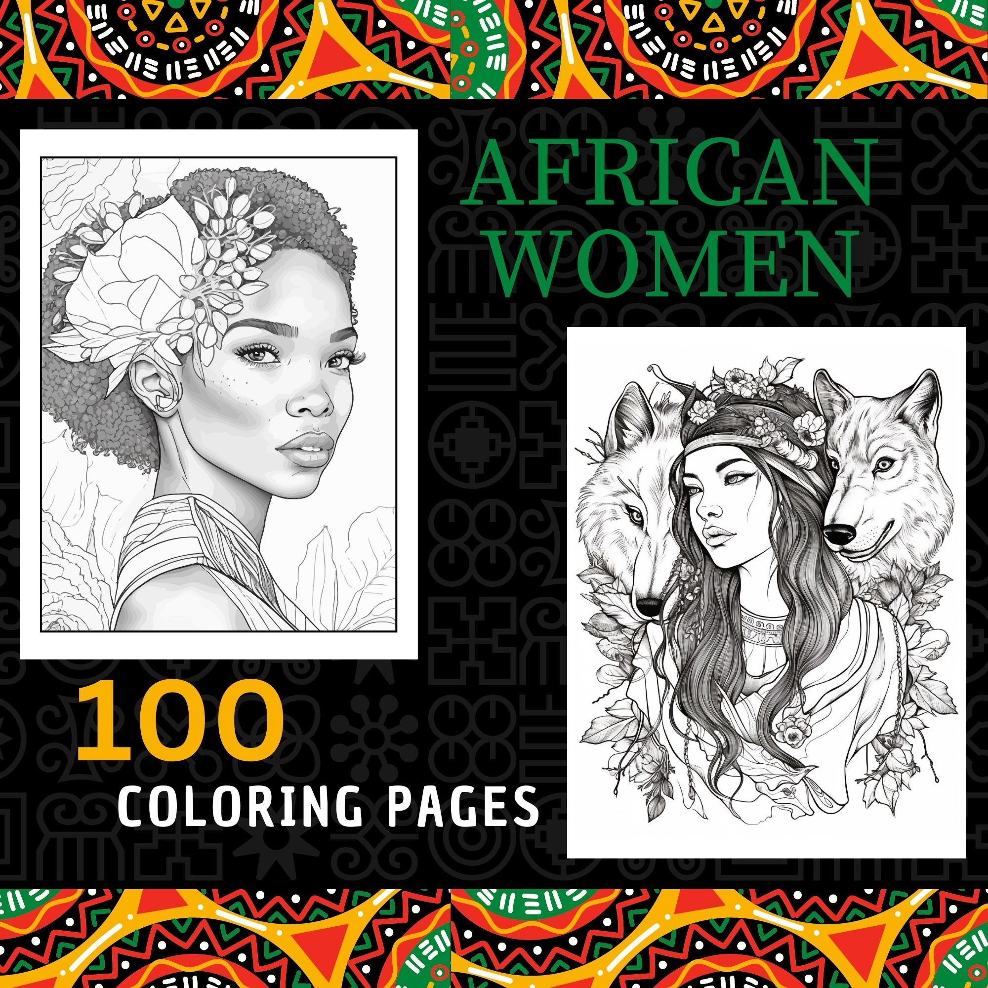 100 African Women Coloring Pages Printable Coloring Book - Etsy
