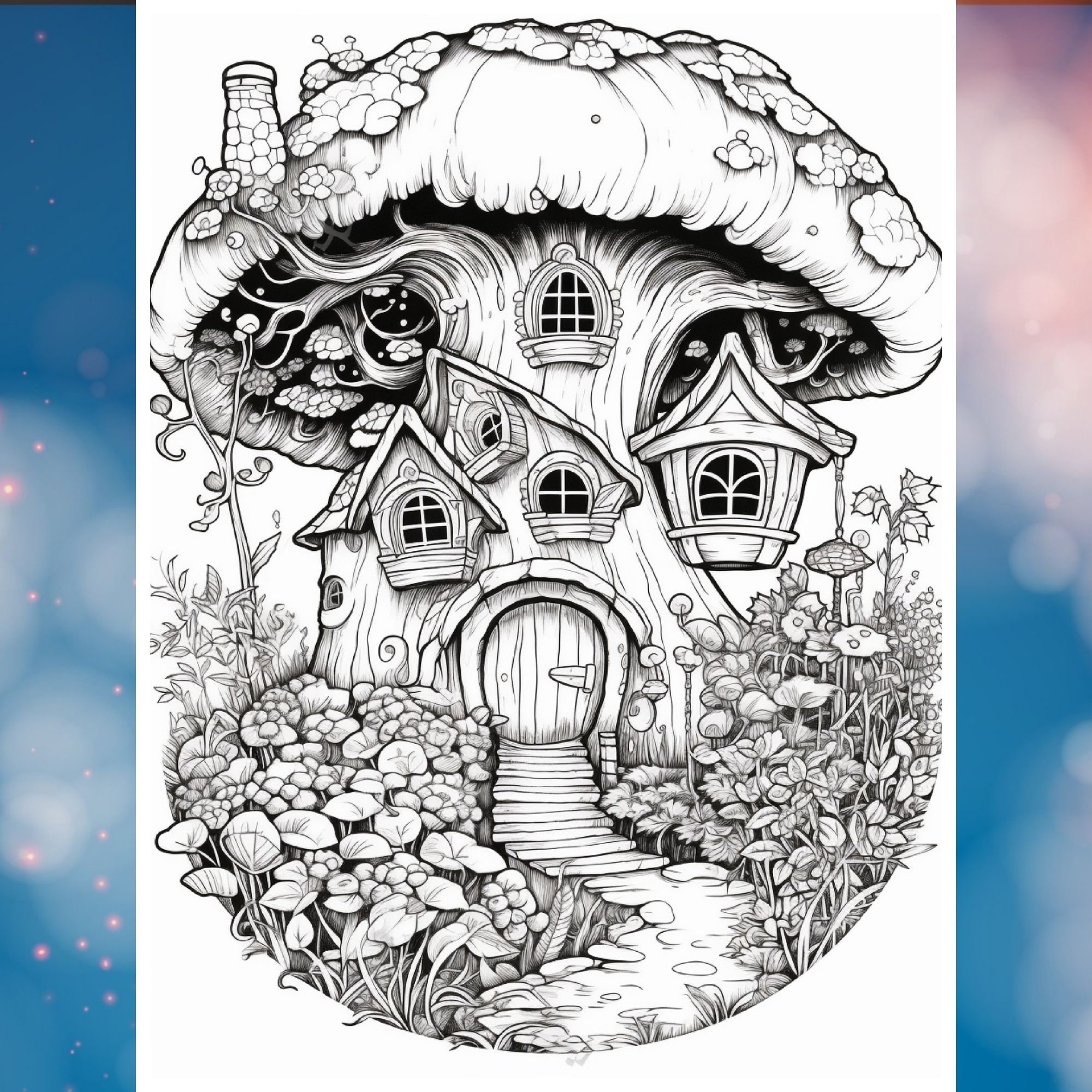 100 Mushroom House Coloring Pages Printable Coloring Book Adult ...