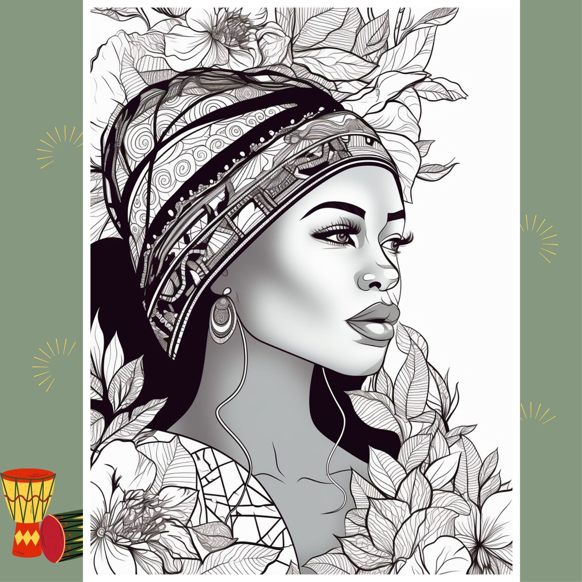 120 African Woman Coloring Pages Printable Coloring Book Adult Coloring ...