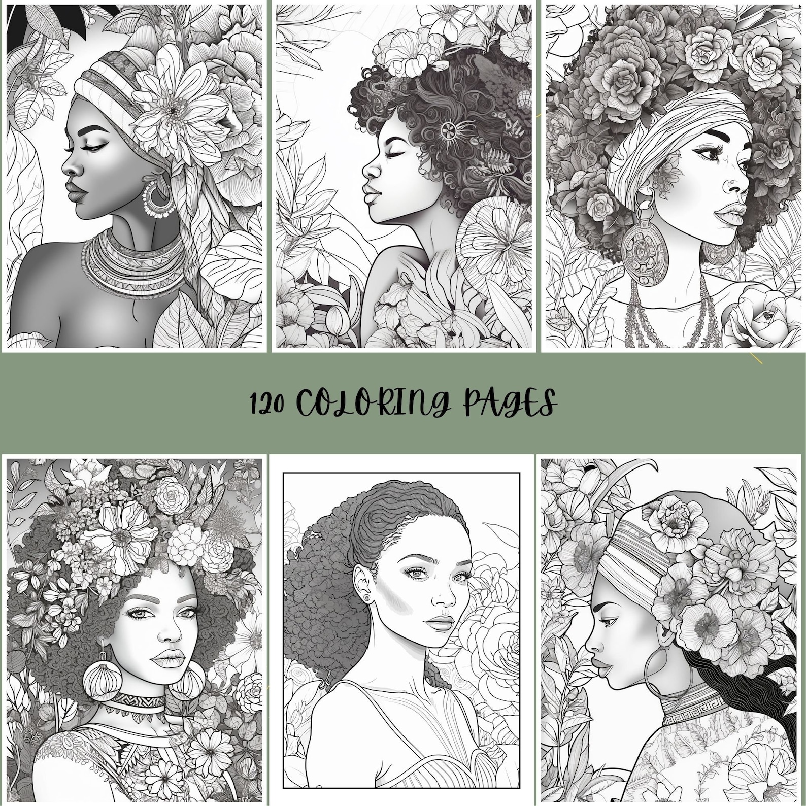 120 African Woman Coloring Pages Printable Coloring Book Adult Coloring ...