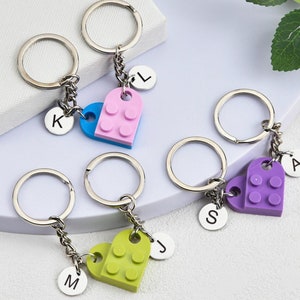 Custom Initial Heart Keychain Set for Couples, Personalized Matching Keychains for Him and Her,Perfect Anniversary or Valentine&#39;s Day Gift
