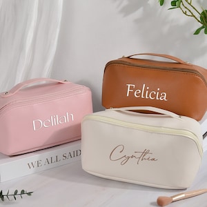 Personalisierte bestickte Make-up Tasche, Hochzeit Brautjungfer Beutel, Reisekosmetiktasche, Brautvorschlag Geschenk, Brautjungfer Geschenke, Make-up Veranstalter