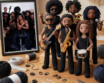 Custom Band Crochet Dolls, Personalized Music Band Gift, Handmade Musician Dolls, Rock Band Portrait Dolls, Unique Gift for Music Fans