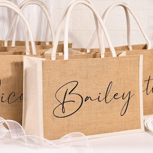 Custom Burlap gift Bag,Bridesmaid Tote Gift Bags,Bachelorette Party Bag,Bridesmaid Gift,Personalized Bridesmaid Burlap Bag,Beach tote bag