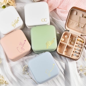 Personalisierte Schmuckschatulle, kundenspezifische Schmuckschatullen, Brautjungfer Name Schmuckschatulle, Reise Schmuckschatulle, Brautjungfer Vorschlag Box, Hochzeit Geschenk