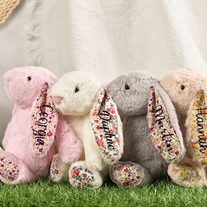 Personalized Bunny Rabbit, Monogrammed Bunny Rabbit, Baby Shower Gift, Stuffed Animal, Newborn Baby Gift, Gift for Kid, Flower girl gift
