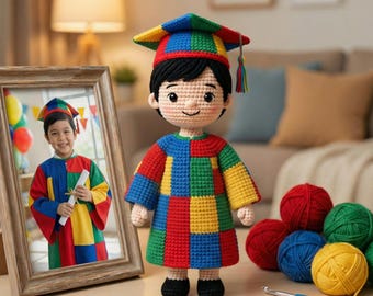 Custom Graduation Crochet Doll, Personalized Graduate Amigurumi Doll, Handmade Plush Dolls Graduation Gifts for Classmate