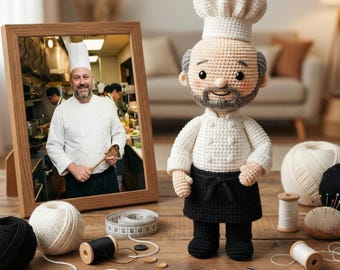 Custom Father’s Day Crochet Doll, Personalized Dad Amigurumi Doll, Handmade Mini Me Doll from Photo, Father Gift Daddy Grandpa Keepsake