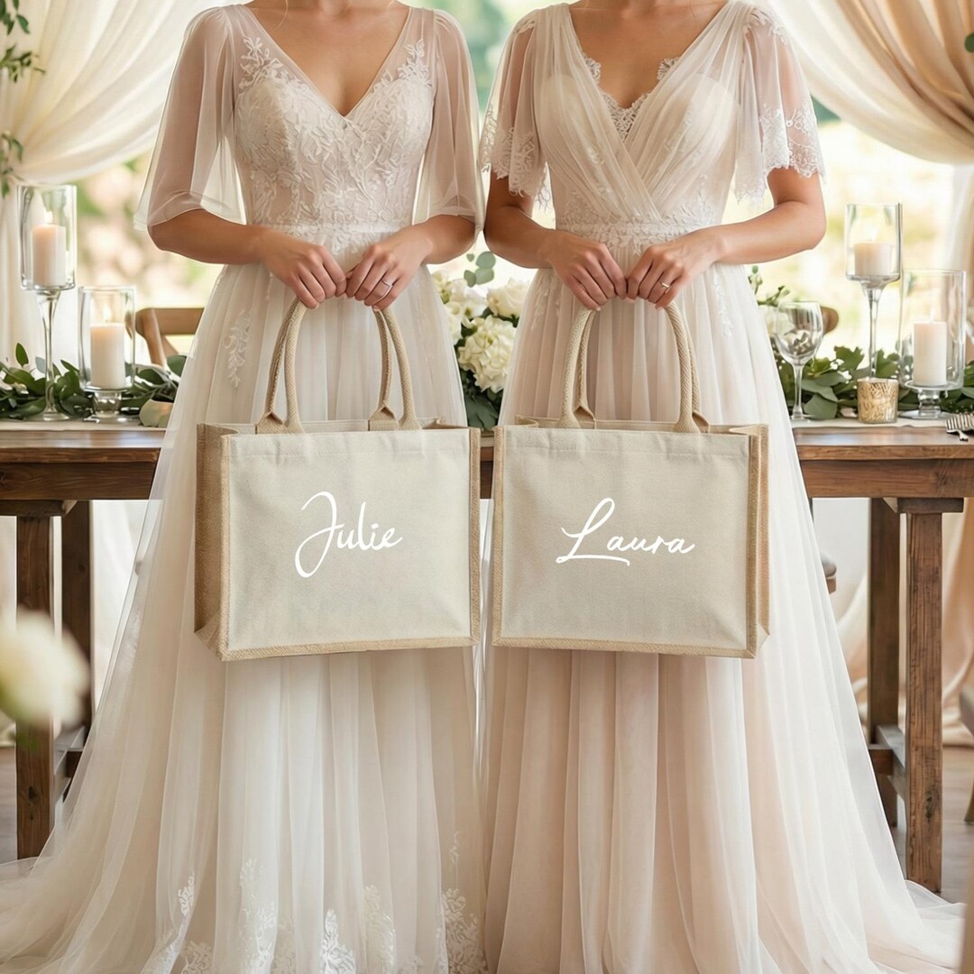 Personalized Burlap Bag, Bridesmaid Gift Bags, Custom Name Jute Bags ...