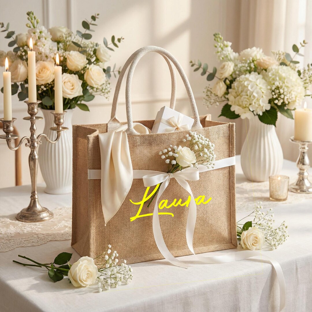 Custom Burlap Bag, Bridesmaid Gift Bags With Ribbon,personalized ...