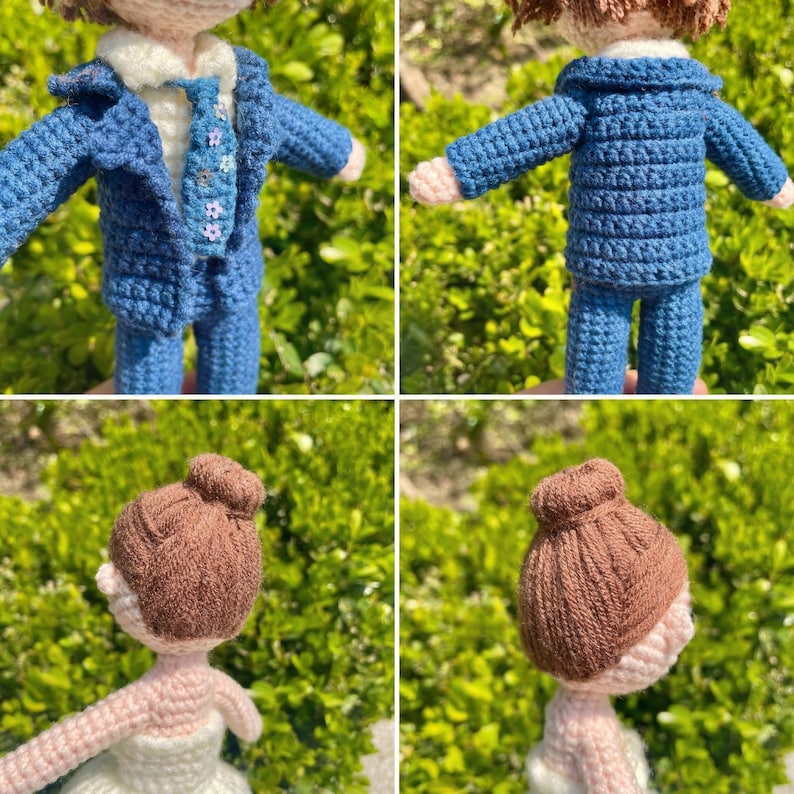 Anniversary Couple Dolls, Personalized Wedding Anniversary Gifts for Grandpa, Crochet Plush Dolls, Marriage Milestone Amigurumi Dolls image 3