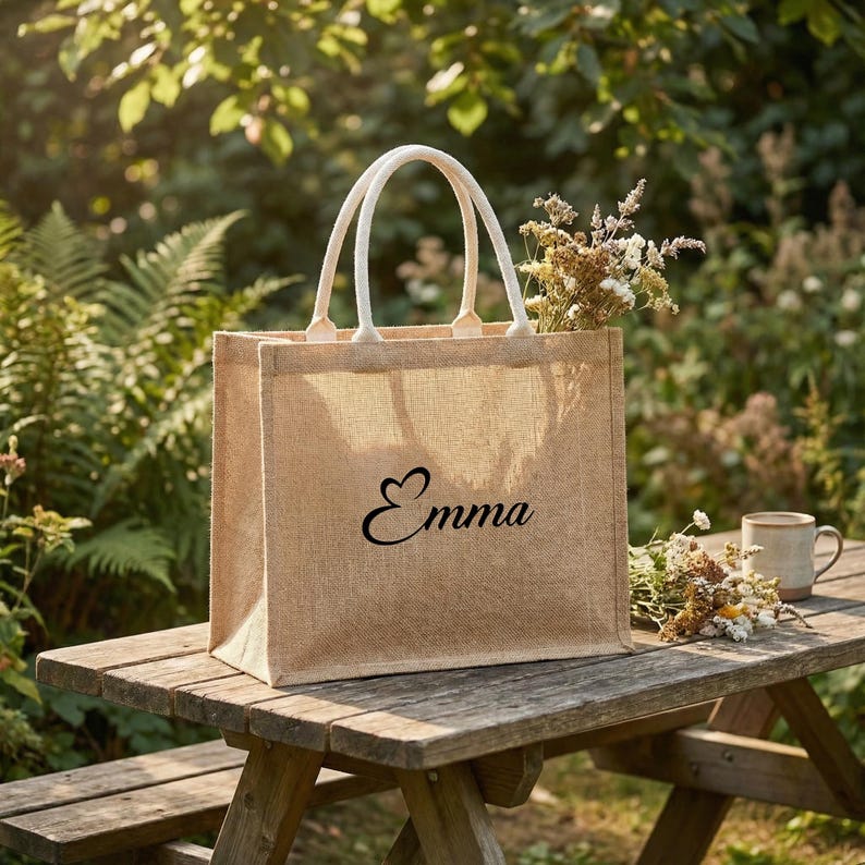 Custom Burlap Bag, Bridesmaid Gift Bags, Personalized Monogram Jute ...