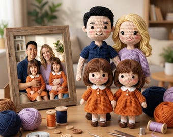 Family Portrait Doll, Personalized Family Crochet Dolls, Handmade Memorial Amigurumi Dolls, Custom Lookalike Dolls, Anniversary Gifts