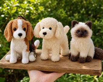 Custom Crochet Pet Doll, Handmade Cute Animal Velvet Plush Memorial Gifts, Personalized Pet Portrait Keychain, Car Mirror Charm, Bag Charm