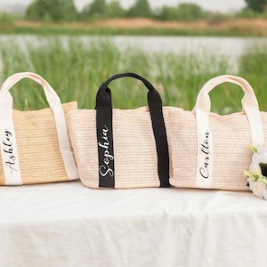 Personalized Beach Straw Bags,Burlap Tote Bag,Bridal shower bag,Bachelorette Party,Wedding Gifts,Bridesmaid Proposal Bags,Beach Tote