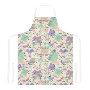 Canva & Char | Playful Abstract Memphis Pastel Geometric Premium All-Over Print Apron