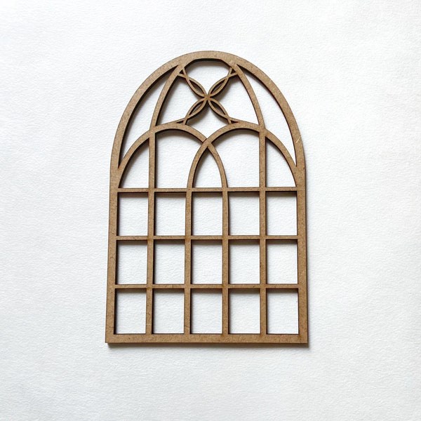 Church arch window, arch window, gothic window, doll house window, various sizes, for crafts, decoration, natural wood, miniature window