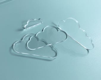 Bulk sale 10 pcs cloud acrylic blank. Acrylic cloud shape, 1&quot; - 4&quot; Acrylic cloud cut out, Acrylic cut out shapes for crafts and decorations