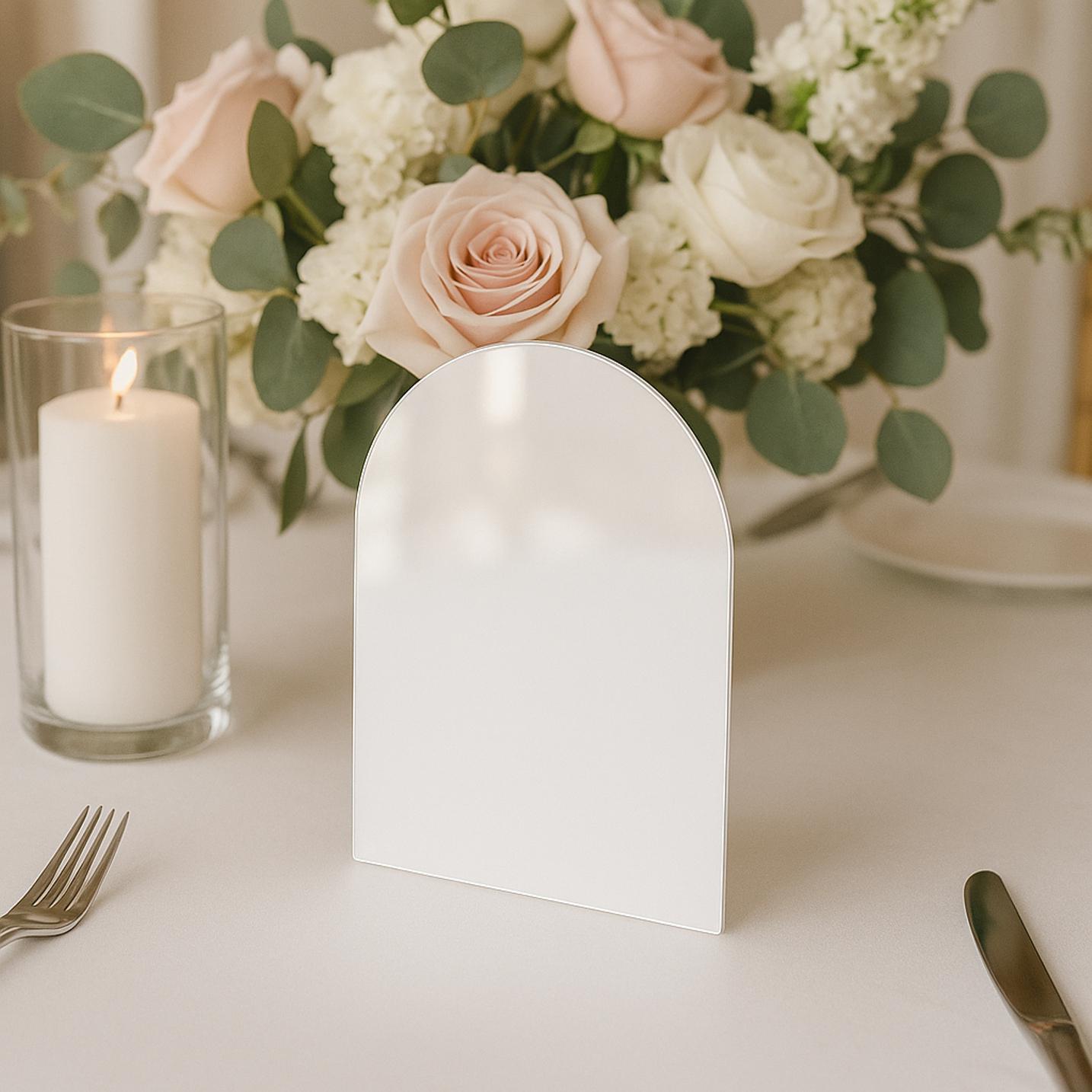 White Acrylic Arch Blank: DIY Wedding Table Numbers, Event Signage