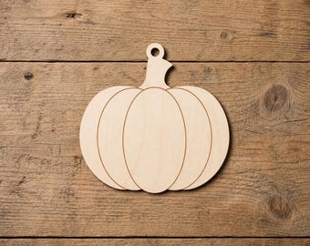 Wooden Pumpkin Ornament Blank, 3mm Birch Plywood Halloween Cutout, Laser Cut DIY Paintable Pumpkin, Fall Craft Supply