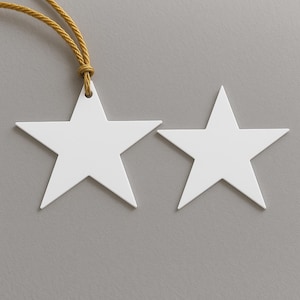 White Acrylic Star Ornaments - 2mm Thick Minimalist Christmas Tree Decorations
