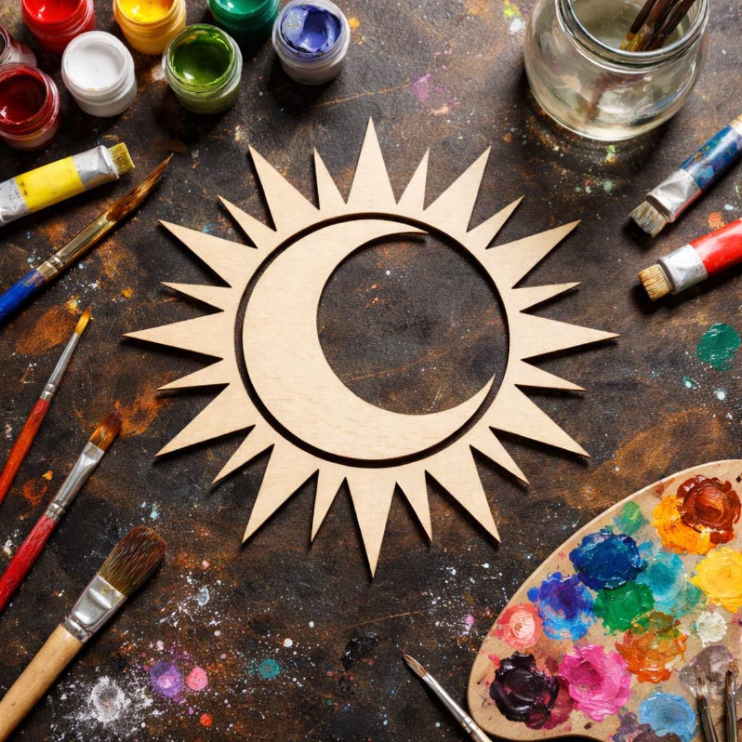Sun and Moon Wood Cutouts, Celestial DIY Craft Shapes - Etsy