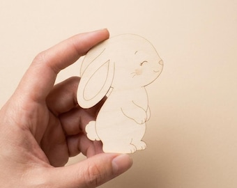 Unfinished Wooden Rabbit Cutout, Birch Plywood Craft Blank, 2-8 Inch Sizes, Bulk Packs