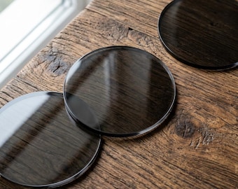 Transparante zwarte acrylcirkels - 20 stuks gerookte ronde vormstukken voor sleutelhangers en modern handwerk - meerdere maten beschikbaar