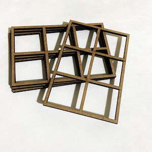 Dollhouse Miniature Window Insert/Panel rectangular window 6 Pane Style, for crafts, decoration, natural wood, miniature window